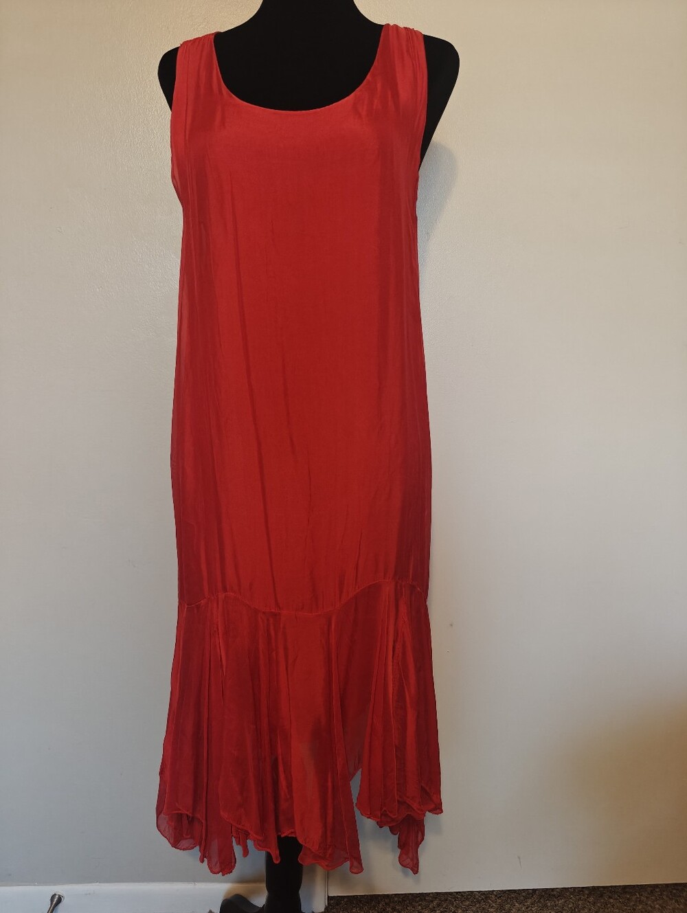 Coral Red  Silk Shift Dress M/L NWT Made In Italy Chiffon